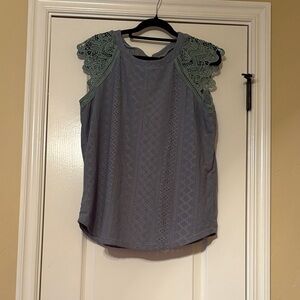 Elegant Gray Lace Sleeve Women's Top